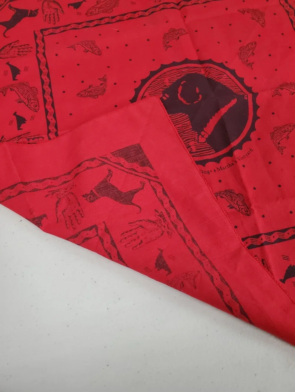 Bandana Black Dog Brand Made In The USA Rockabilly Pin Up Style Black And Red
